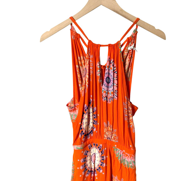 Anthropologie Floreat Livia Halter Dress Keyhole Tie Back Medium Orange US 4 - Picture 4 of 12